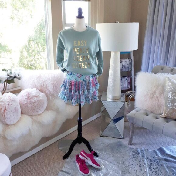 NWT Hemant & Nandita blue floral ruffle mini skirt - Picture 5 of 7